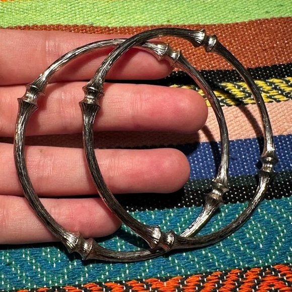 gold toned bamboo bangles set of 2 bracelets from ASOS - Picture 4 of 4